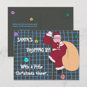 Santa kommt mit einem kleinen Weihnachtsgeschenk v Postkarte