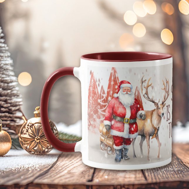 Santa kommt zu Rentierkindern Tasse (Von Creator hochgeladen)