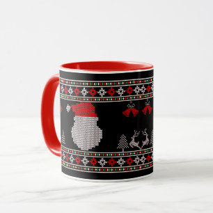 Santa Kopf Feiertags-Strick-Weihnachts-Hässlicher Tasse