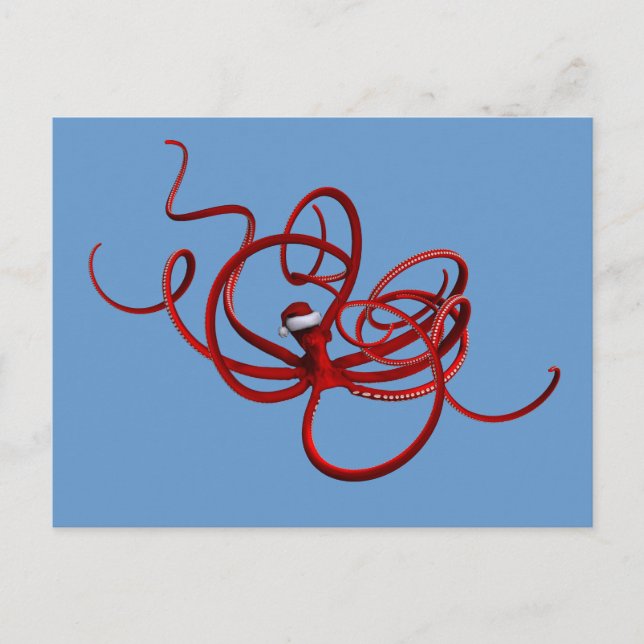 Santa Kraken Feiertagspostkarte (Vorderseite)