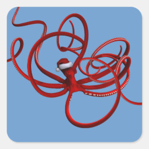 Santa Kraken Quadratischer Aufkleber