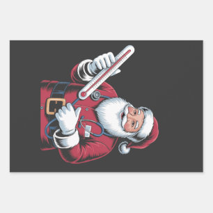 Santa-Krankenschwester Weihnachten Gesundheitswese Geschenkpapier Set