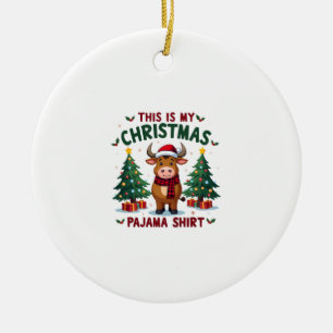Santa Kuh Weihnachtsbaum Lichter Das ist mein Weih Keramik Ornament