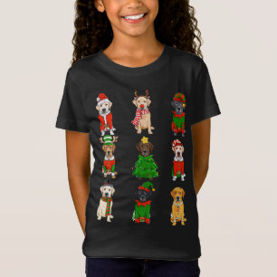 Santa Labrador Christmas Tree Lights ELF Rentier T-Shirt