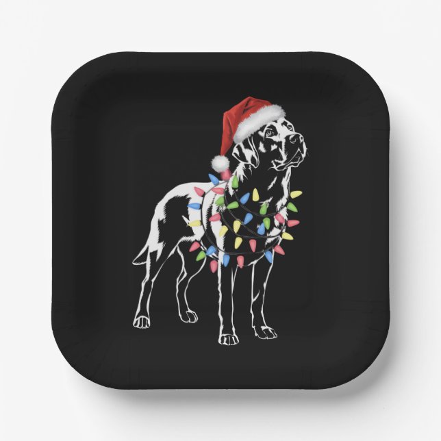 Santa Labrador Retriever Christmas Light Hund Love Pappteller (Vorderseite)