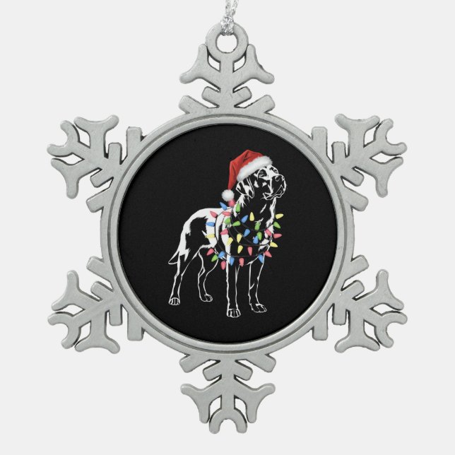 Santa Labrador Retriever Christmas Light Hund Love Schneeflocken Zinn-Ornament (Vorderseite)