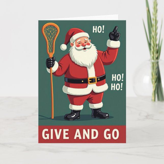 Santa Lacrosse Give And Go Karte (Vorderseite)