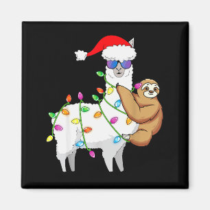 Santa Lama Weihnachten Lustiges Lama Faultier Weih Magnet