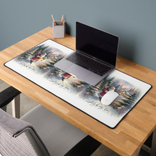 Santa Lantern Walk Winter Hütte Szene Schreibtischunterlage