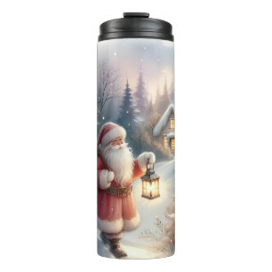 Santa Lantern Walk Winter Hütte Szene Thermosbecher