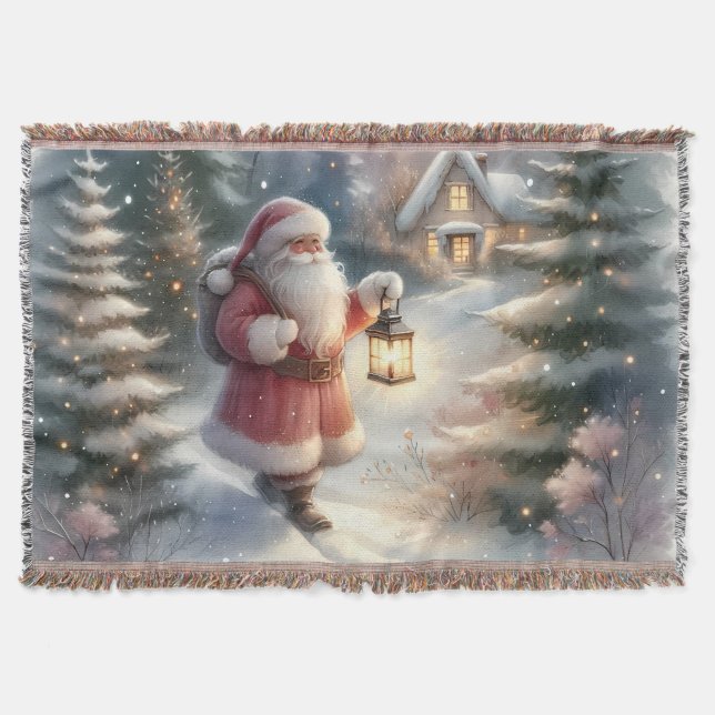 Santa-Laternenweg-Winterhäuschen-Szene Decke (Vorderseite)
