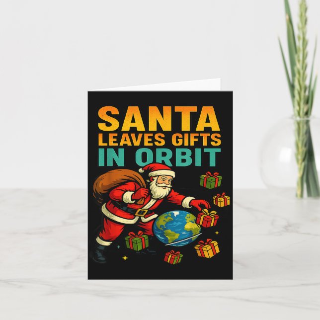 Santa Leaves In Orbit Funny Xmas Space  Karte (Vorderseite)