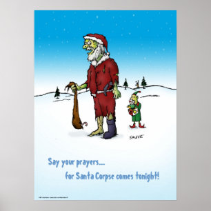 Santa Leichen Zombie Cartoon Poster