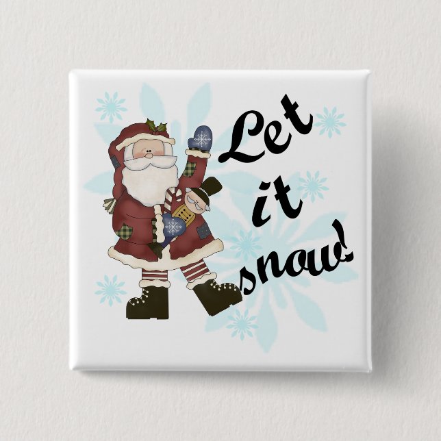 Santa Let it Schnee T - Shirt und Geschenke Button (Vorderseite)