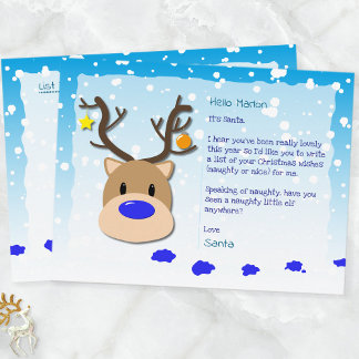 Santa Letter, Christmas List, Postcard For kids Feiertagspostkarte