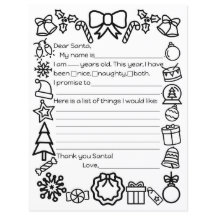 Santa Letter Colour Page