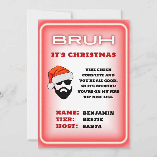 Santa Letter to Teen | Weihnachtsliste Einladung (Vorderseite)