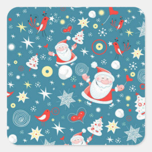 Santa Liebe Pattern Quadratischer Aufkleber