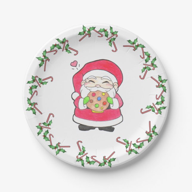 Santa Lieben Cookies Papier Teller (Vorderseite)