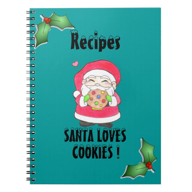 Santa Lieben Cookies Rezept Notebook Notizblock (Vorderseite)