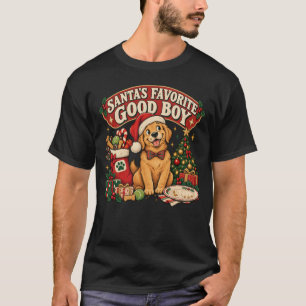 Santa Lieblings-Guter-Junge Süßer Hund Weihnachten T-Shirt
