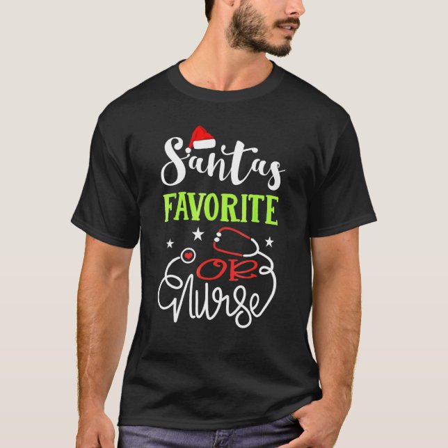 Santa Lieblings- oder Krankenschwester Xmas Licht  T-Shirt (Vorderseite)