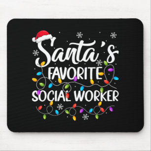 Santa Lieblings-Sozialarbeiter Weihnachtslichter F Mousepad