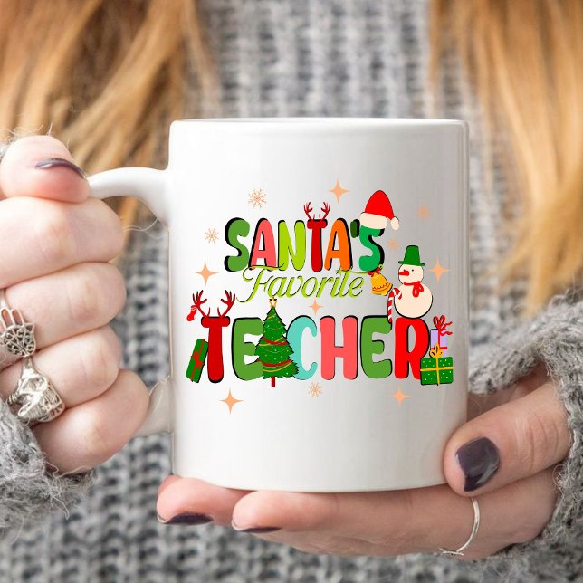 Santa Lieblingslehrer.personalisiertes Lehrergesch Kaffeetasse (Christian Christmas mug, Christmas mug, Christ mug, santas favorite teacher mug ,teacher gift, )