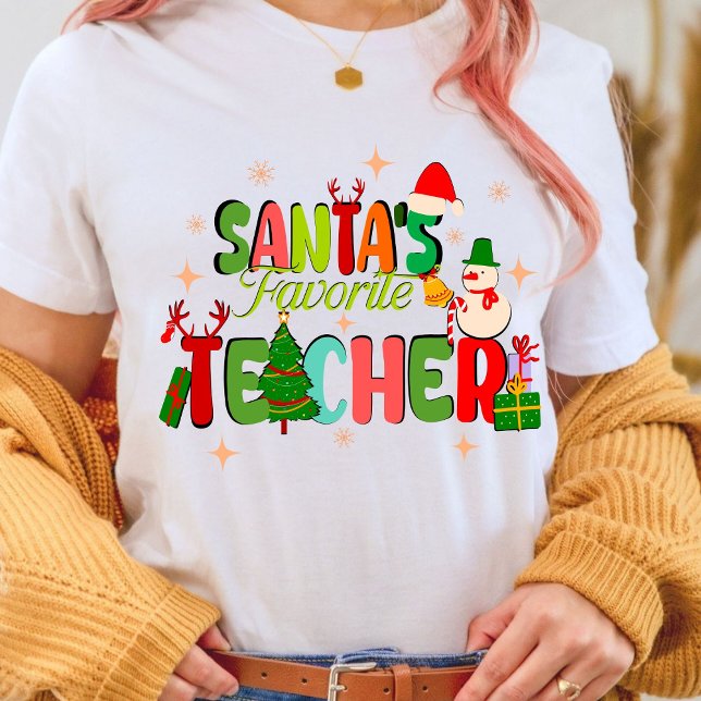 Santa Lieblingslehrer.personalisiertes Lehrergesch T-Shirt (Christian Christmas shirt, Christmas shirt, Christ shirt, santas favorite teacher shirt)