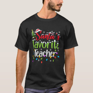 Santa Lieblingslehrer Weihnachtslichter Lustige Fa T-Shirt