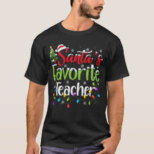 Santa Lieblingslehrer Weihnachtslichter Lustige Fa T-Shirt