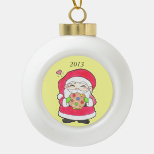 Santa liebt Cookies Keramik-Kugel-Ornament Keramik Kugel-Ornament
