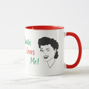 Santa liebt mich Retro-Weihnachtstasse Tasse
