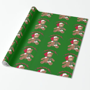 Santa liebt mich! Weihnachts-Teddybär Geschenkpapier