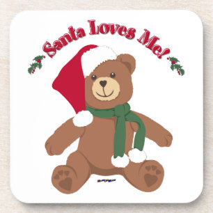 Santa liebt mich! Weihnachts-Teddybär Getränkeuntersetzer