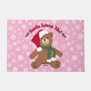 Santa liebt mich! Weihnachts-Teddybär-Schneeflocke Fußmatte