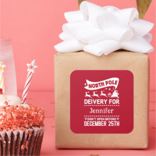 SANTA Liefername Roter und Weißer Nordpol Lieferna Quadratischer Aufkleber