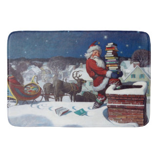 Santa liefert Bücher von Wyeth Badematte