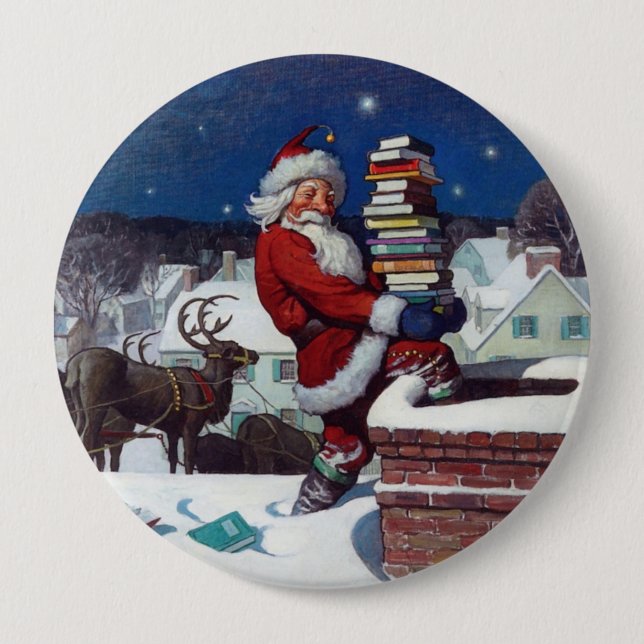 Santa liefert Bücher von Wyeth Button (Vorderseite)