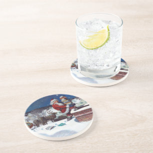 Santa liefert Bücher von Wyeth Getränkeuntersetzer