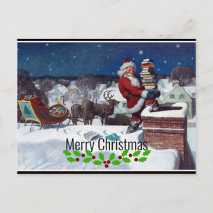 Santa liefert Bücher von Wyeth Postkarte