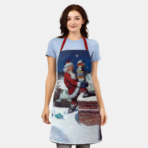 Santa liefert Bücher von Wyeth Schürze