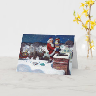 Santa liefert eine Ladung Bücher Karte