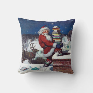 Santa liefert eine Ladung Bücher von Wyeth Kissen