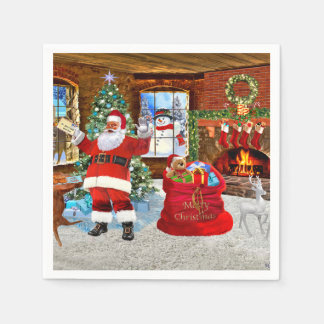 Santa liefert Geschenke am Weihnachtstag Serviette