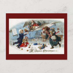Santa liefert Geschenke per Doppeldecker Feiertagspostkarte