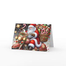 Santa liefert Pakete auf einem roten Motorrad