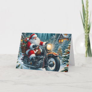 Santa liefert Pakete auf Motorrad Feiertagskarte