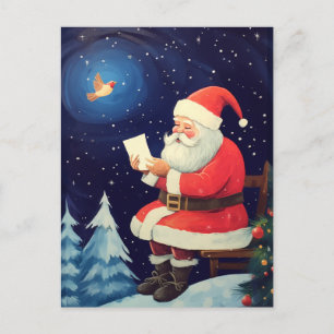 Santa liest Briefe - Vintage Weihnachten Postkarte