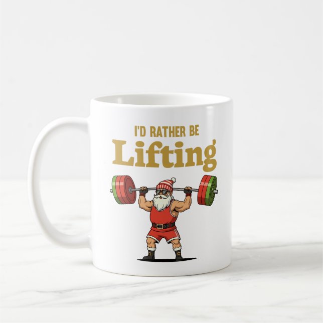 Santa Lifting Weights Kaffeetasse (Links)
